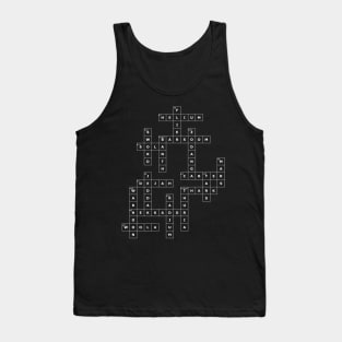 (1912APOM-D) Crossword pattern with words from a famous 1912 science fiction book. [Dark Background] Tank Top